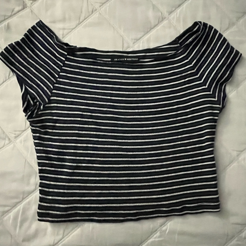 Navy and White Brandy Melville crop top